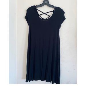 Black T shirt dress with crisscross back